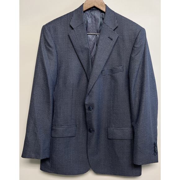 Turnbury 40R Blue Silk & Wool Plaid Mens Blazer Suit Jacket Sport Coat Luxury - Picture 1 of 11